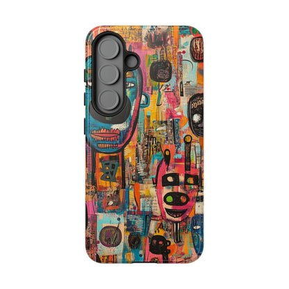 Abstract Basquiat Phone Case – Artistic Phone Protector – Bold, Graffiti-Inspired Street Art Cover - iPhone, Samsung & Google Pixel Cover - Artistic Painting Case, Art Lover Gift