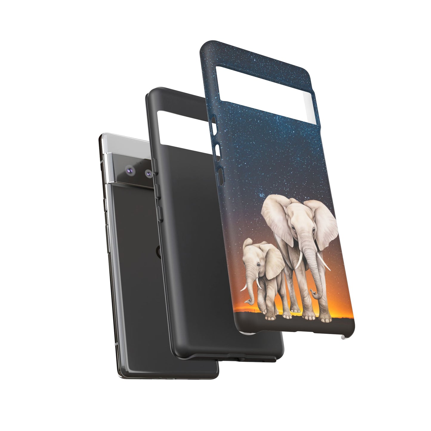 Starry Safari Elephant Family Mobile Cover – Cosmic Wildlife Aesthetic