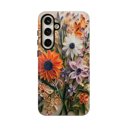 Intricate Quilled Floral Artwork In Vibrant Colors phone case design.