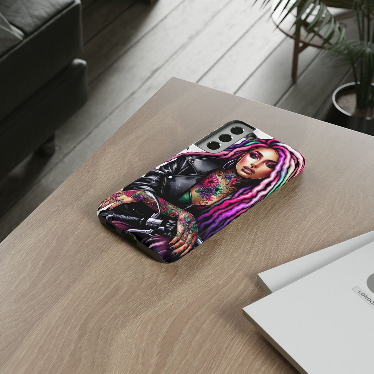 Neon Rebel – Vibrant Biker Queen Mobile Cover