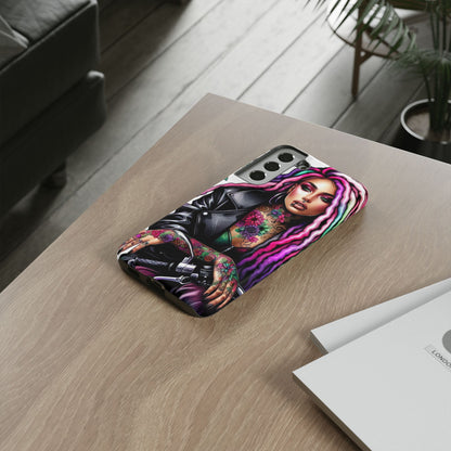 Neon Rebel – Vibrant Biker Queen Mobile Cover