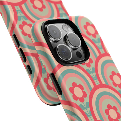 Retro Floral Rainbow Phone Case – Vintage Aesthetic for iPhone, Samsung & Google Pixel
