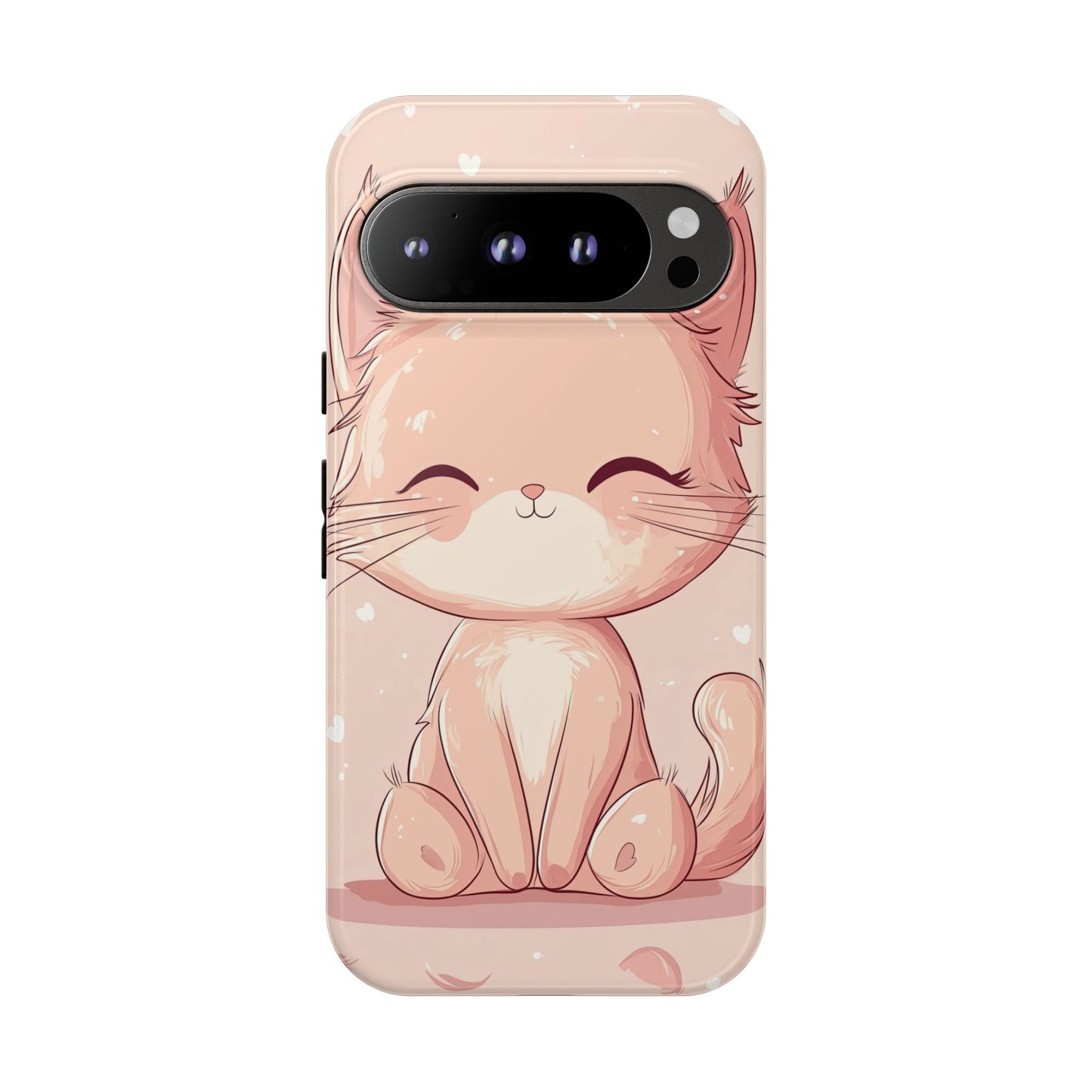 Kawaii Blush Kitty – Chibi Anime Cat Phone Case for iPhone, Samsung & Pixel