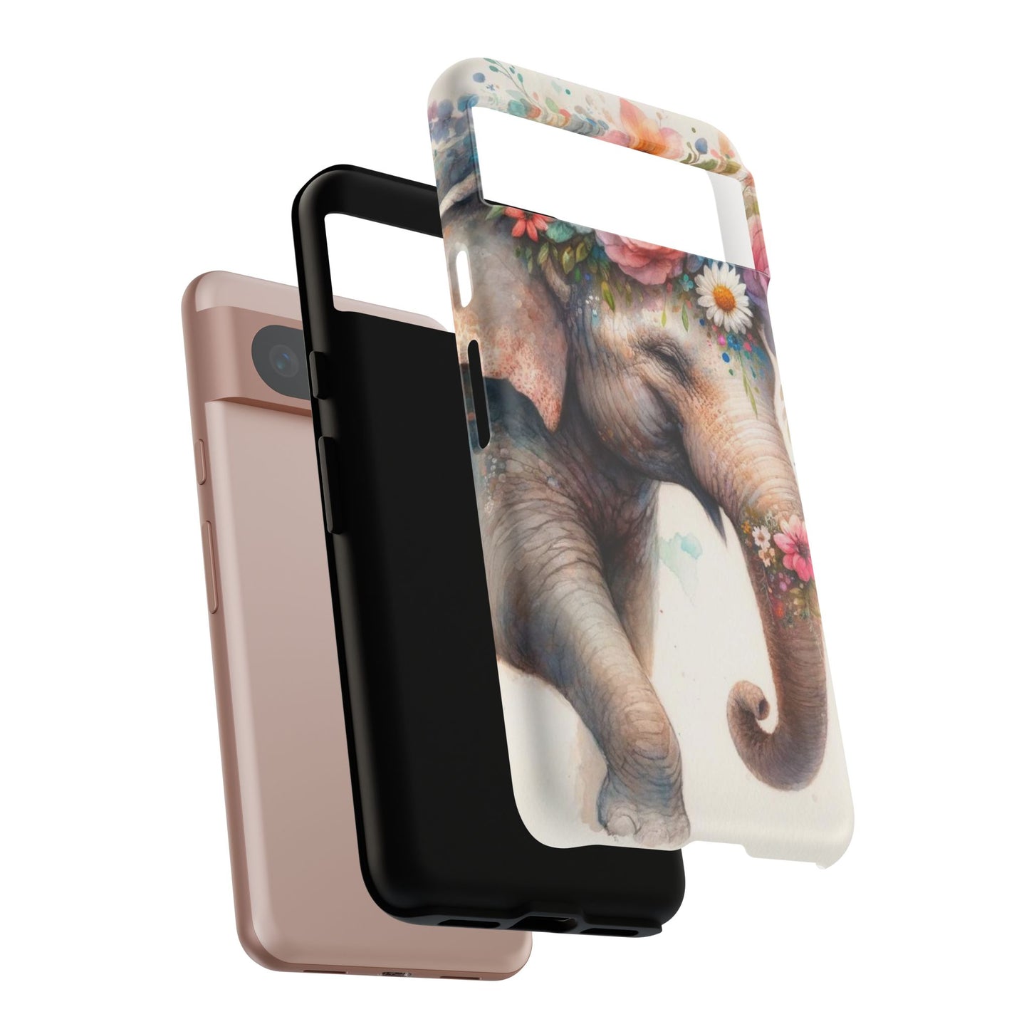 Joyful Floral Elephant Mobile Cover – Whimsical Watercolor Art