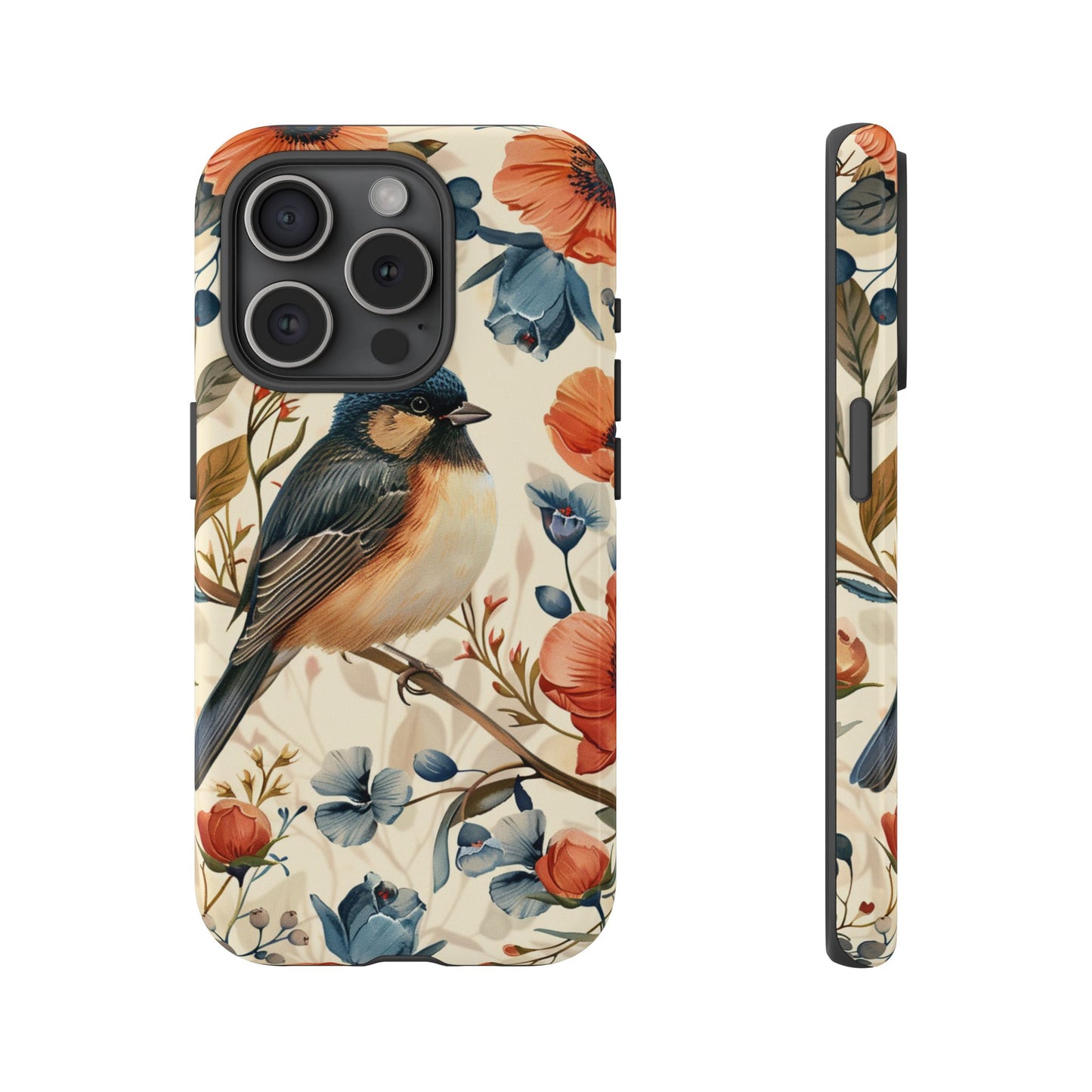Floral Bird Phone Case - Elegant Nature-Inspired Cover for iPhone, Samsung & Google Pixel