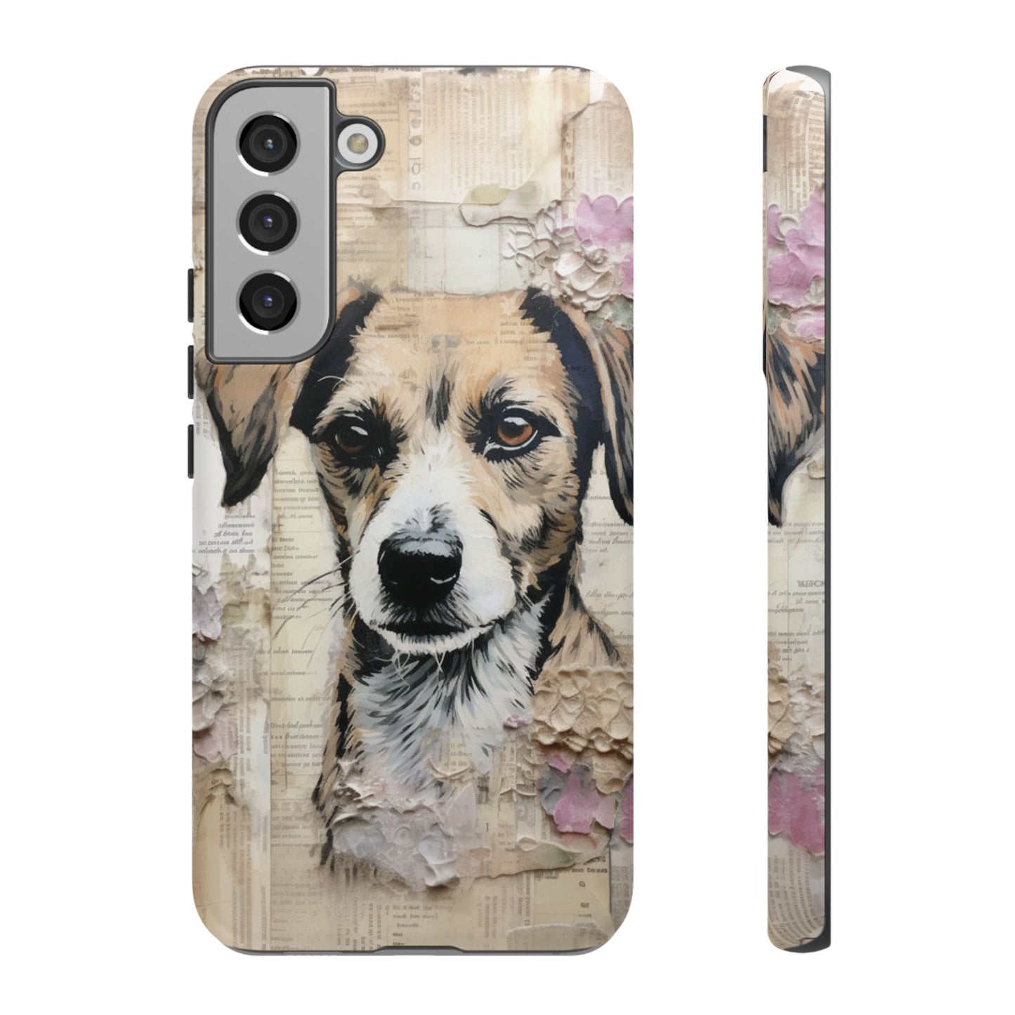 Vintage Collage Dog Portrait Mobile Cover – Artistic Mixed Media Design