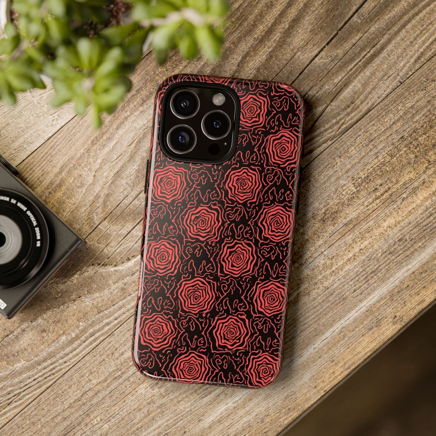Red roses abstract geometric seamless pattern design