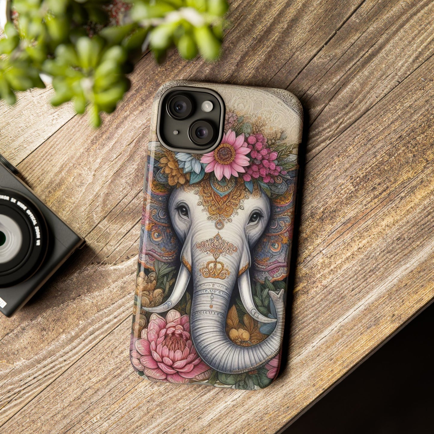 Elegant Floral Elephant Mobile Cover – Royal Mandala Art