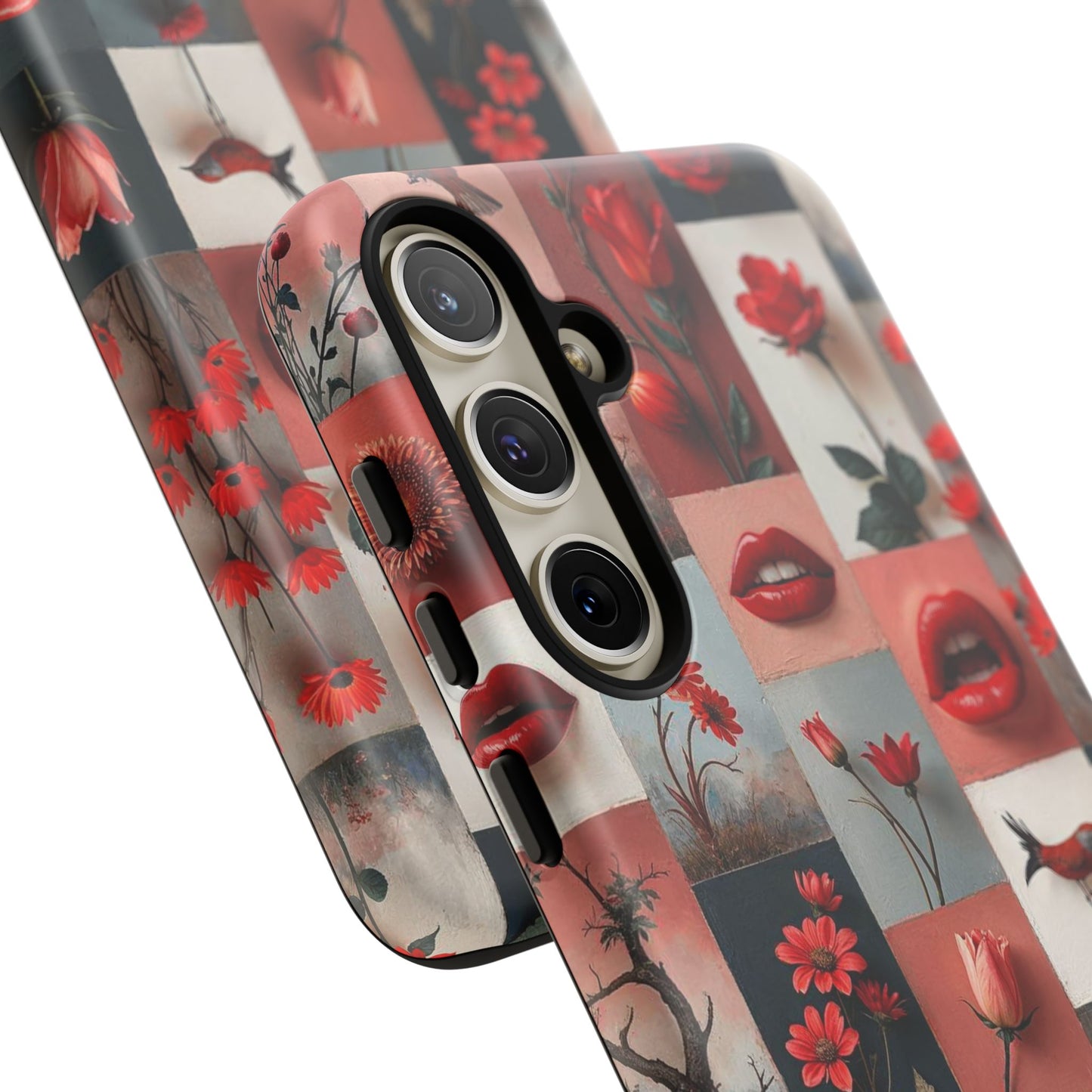 Red Flowers & Lips Collage Phone Case