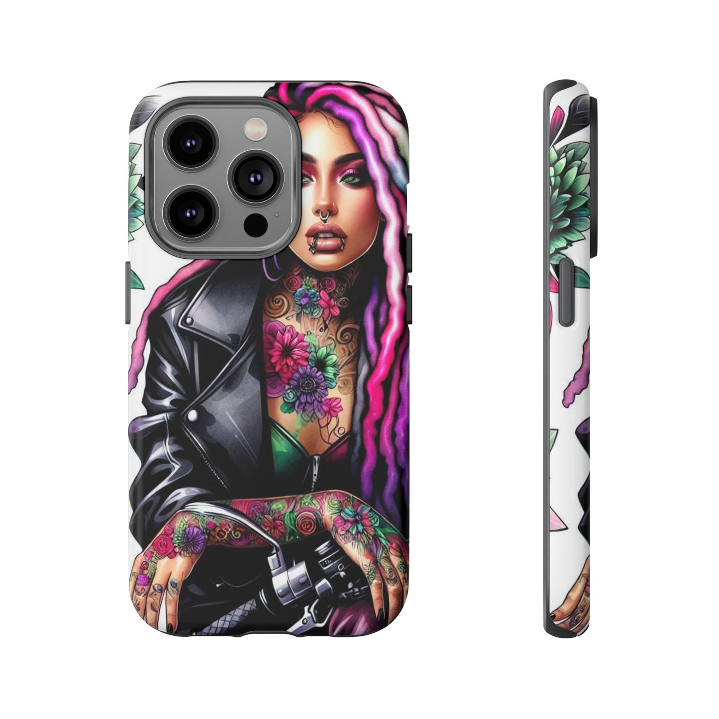 Neon Rebel – Vibrant Biker Queen Mobile Cover