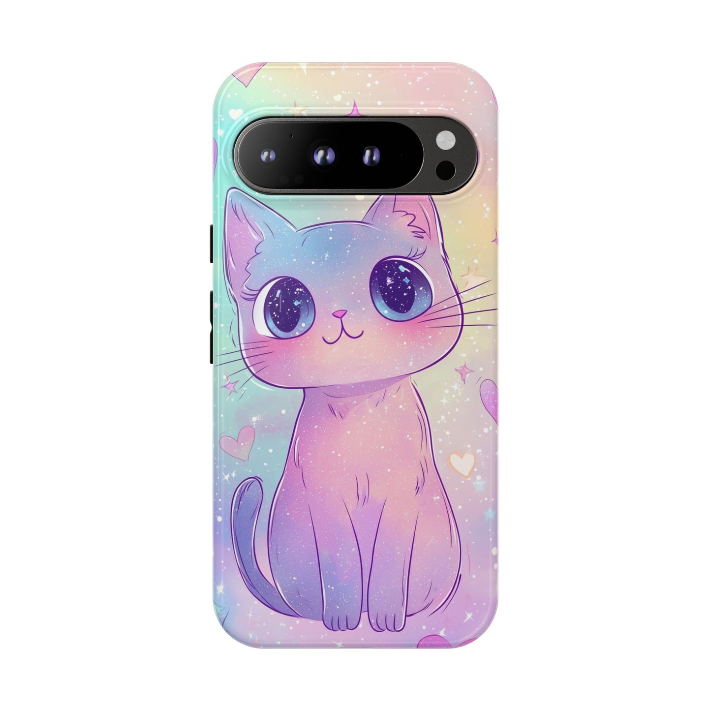 Cosmic Cat Phone Case – Sparkly Anime Aesthetic for iPhone, Google Pixel & Samsung