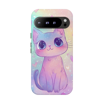 Cosmic Cat Phone Case – Sparkly Anime Aesthetic for iPhone, Google Pixel & Samsung