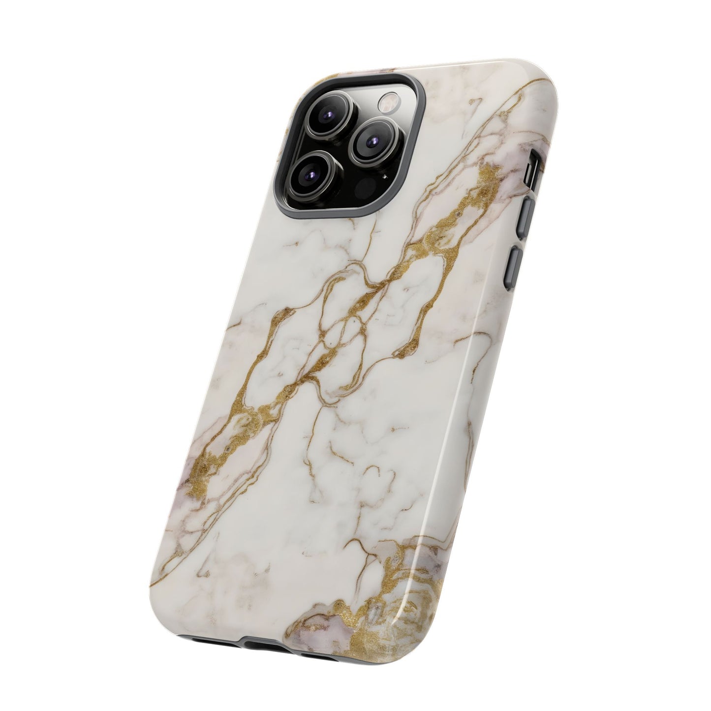 Elegant White and Gold Marble Case Design