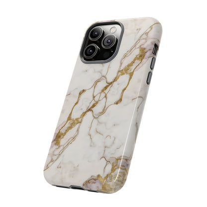 Elegant White and Gold Marble Case Design