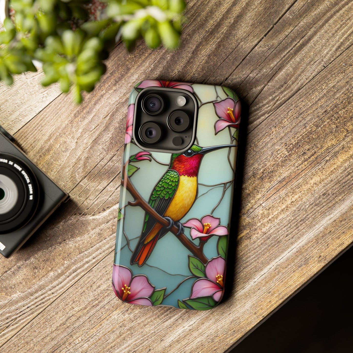 Elegant Hummingbird with Floral Mosaic | Artistic Nature Design