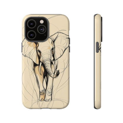 Majestic March: Dynamic Elephant Line Art  Phone Case for iPhone, Samsung & Pixel