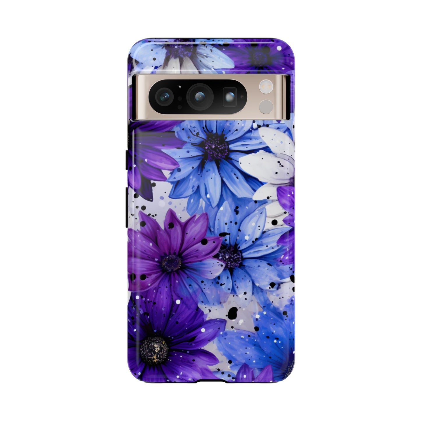 Blue & Purple Floral Splash Mobile Cover – Elegant Artistic Flowers