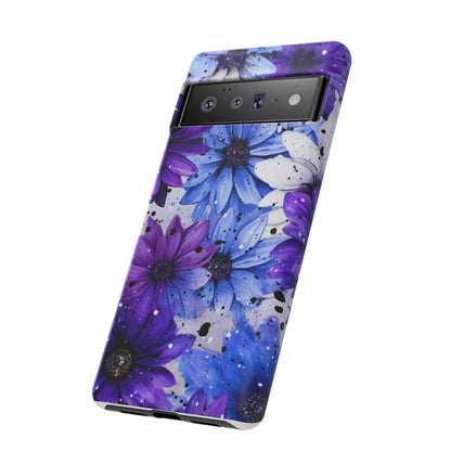 Blue & Purple Floral Splash Mobile Cover – Elegant Artistic Flowers