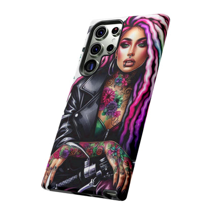 Neon Rebel – Vibrant Biker Queen Mobile Cover