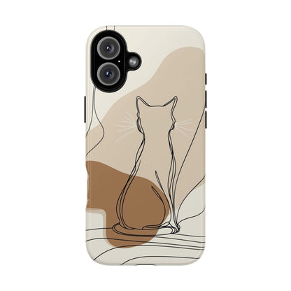 Minimalist Cat Silhouette: Elegant Line Art Phone Case for iPhone, Samsung & Pixel