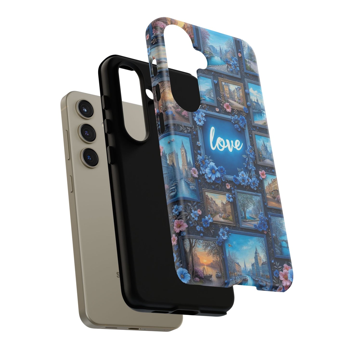 Blue Floral Love Frame Phone Case