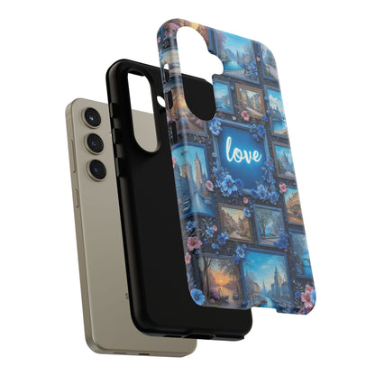Blue Floral Love Frame Phone Case