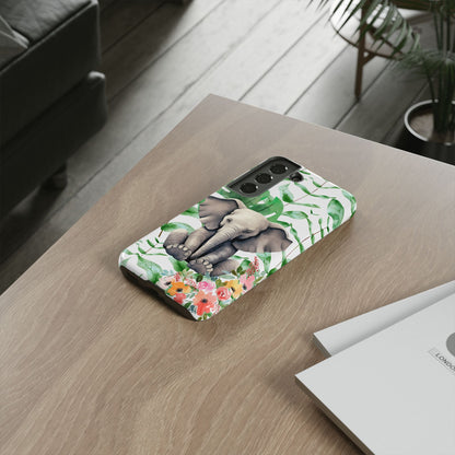 Cute Baby Elephant Mobile Cover – Floral & Tropical Aesthetic