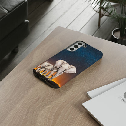 Starry Safari Elephant Family Mobile Cover – Cosmic Wildlife Aesthetic