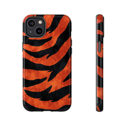 Fiery Orange & Black Tiger Stripes Phone Case for iPhone, Samsung & Google Pixel
