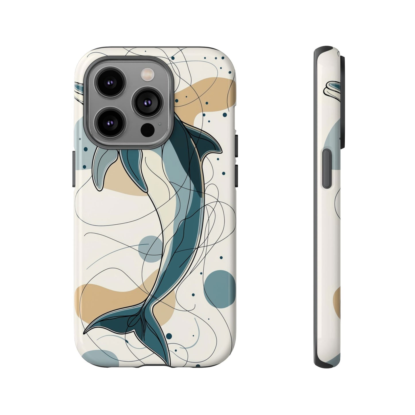 Ocean Whimsy: Abstract Dolphin Splash Phone Case for iPhone, Samsung & Pixel