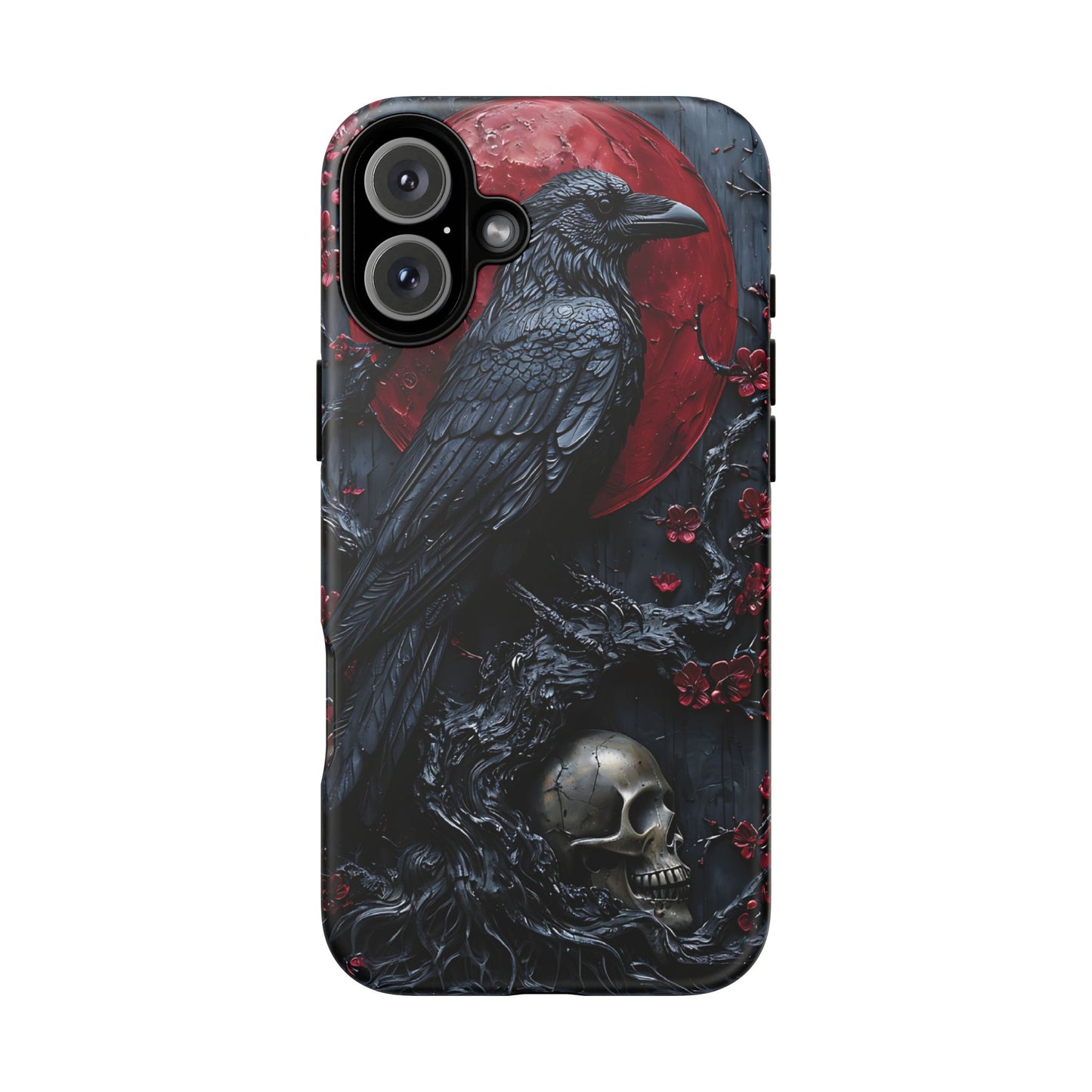 Gothic Sculpture Of Raven On Charcoal Tree Branch phone case design