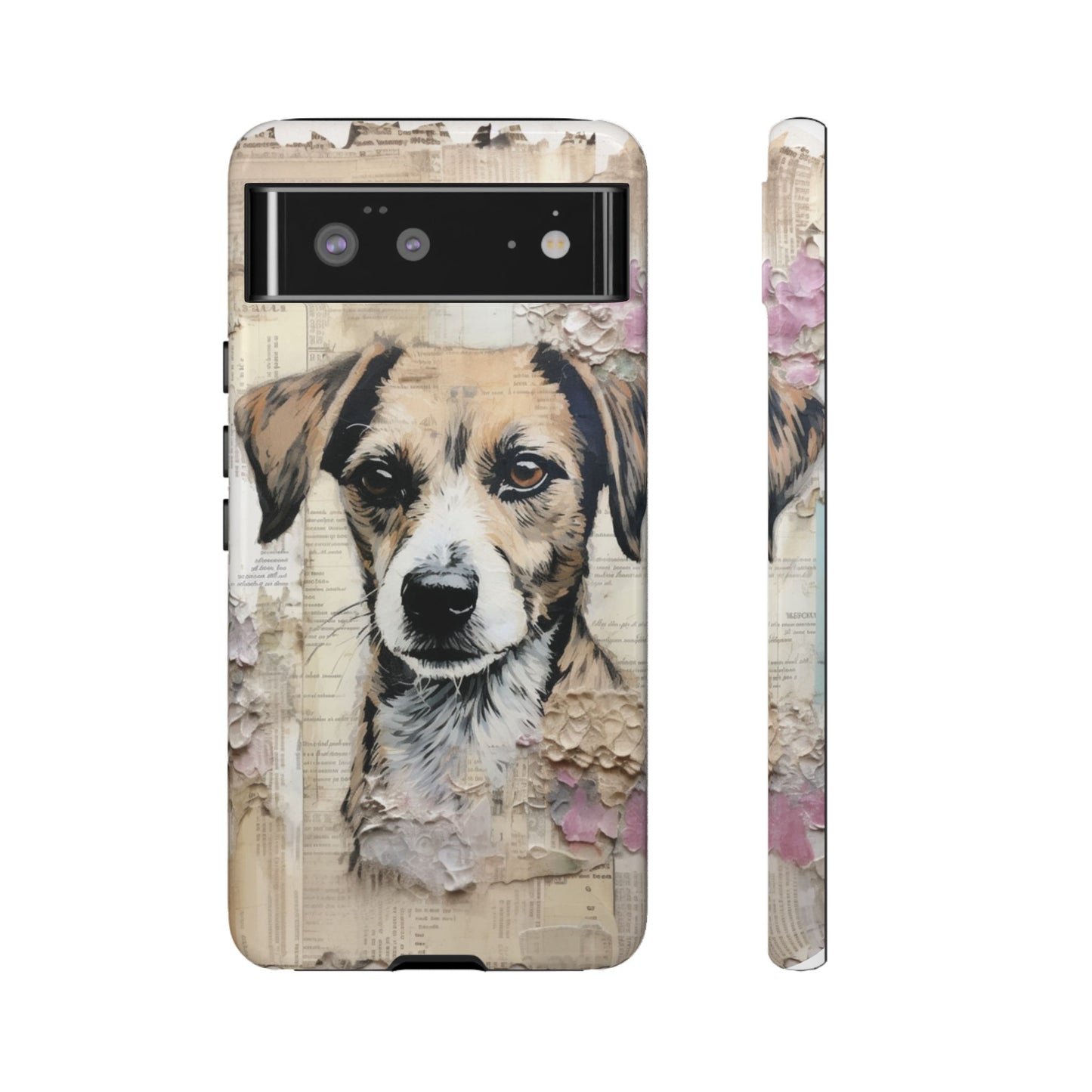 Vintage Collage Dog Portrait Mobile Cover – Artistic Mixed Media Design