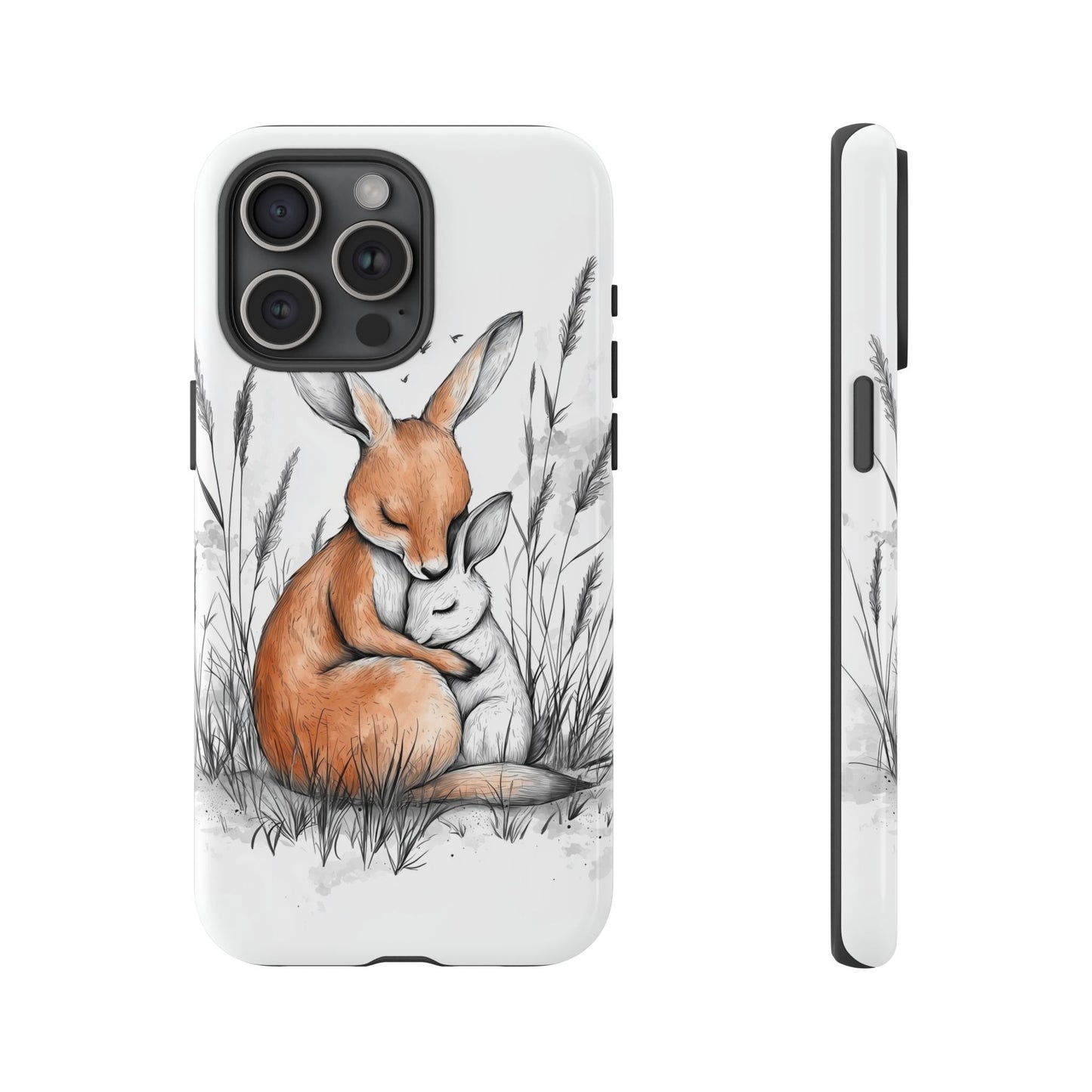 Bunny Embrace: Watercolor Woodland Hug Phone Case for iPhone, Samsung & Pixel