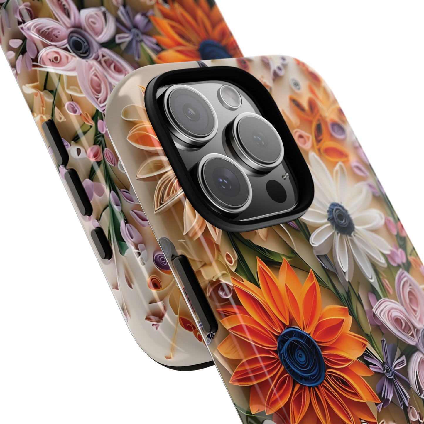 Intricate Quilled Floral Artwork In Vibrant Colors phone case design.
