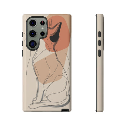 Graceful Cat Outline: Abstract Whiskered Beauty Phone Case for iPhone, Samsung & Pixel