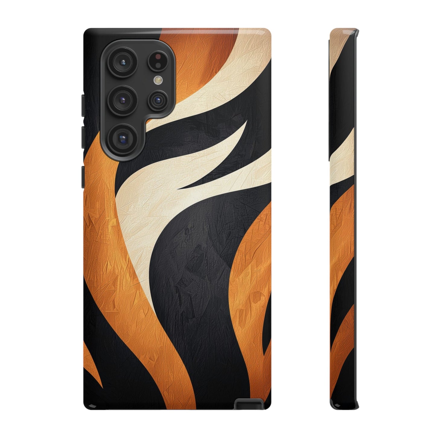 Bold Tiger Stripes Phone Case – Black, Orange & Cream for iPhone, Samsung & Google Pixel