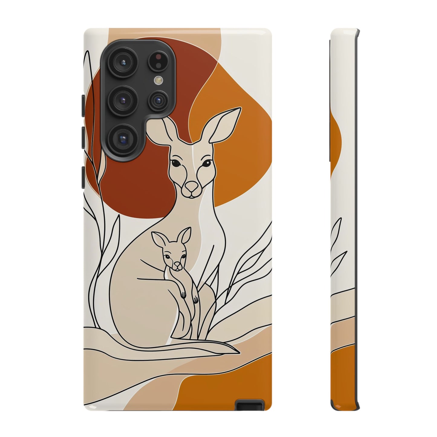 Outback Love: Kangaroo & Joey Line Art Phone Case for iPhone, Samsung & Pixel