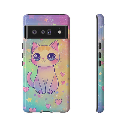 Rainbow Galaxy Cat Phone Case – Cute Anime Aesthetic for iPhone, Google Pixel & Samsung