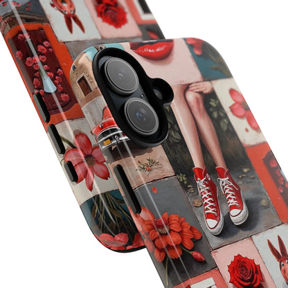 Red Sneakers & Roses Collage Phone Case