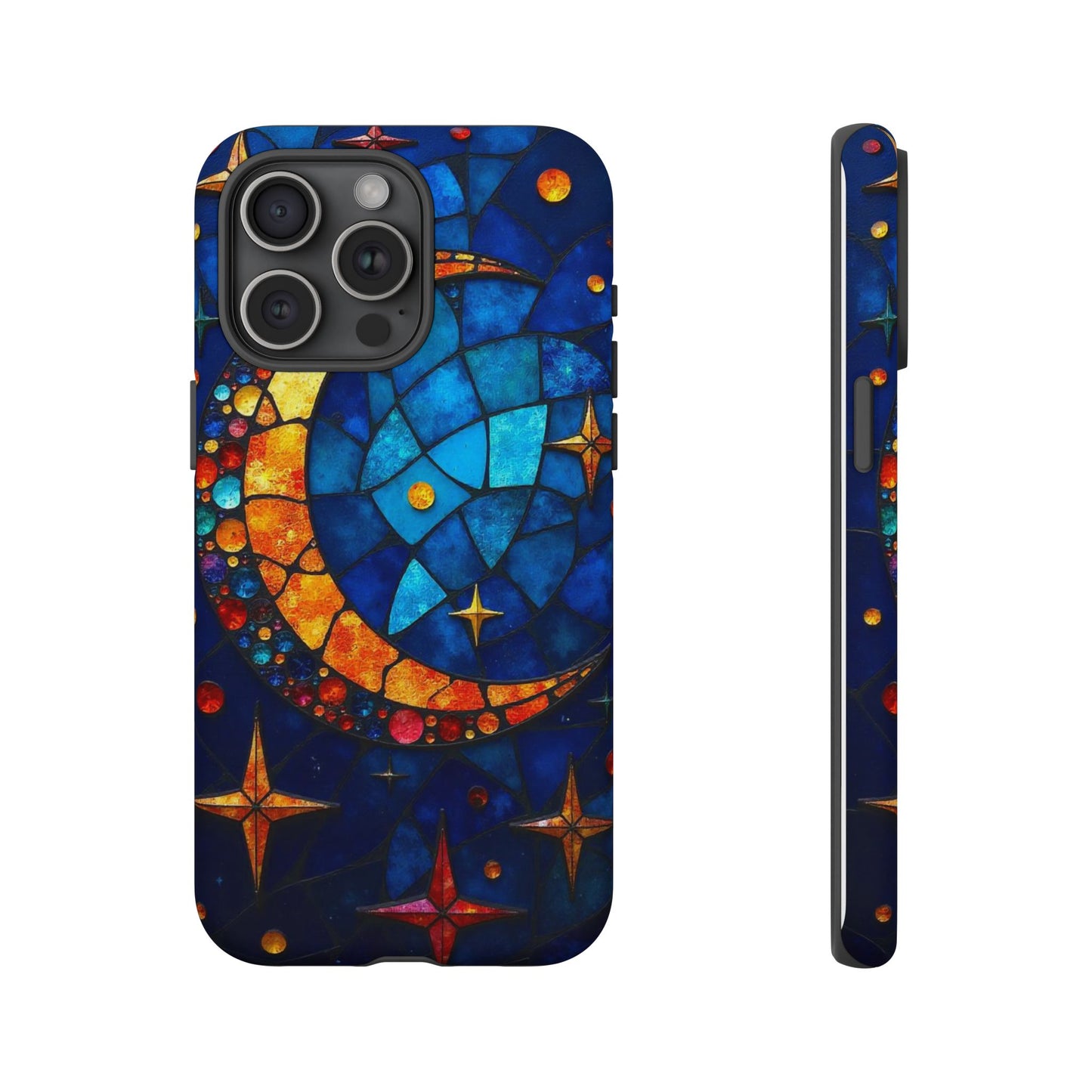Celestial Crescent: Moon and Stars in Color