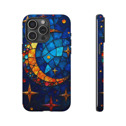 Celestial Crescent: Moon and Stars in Color