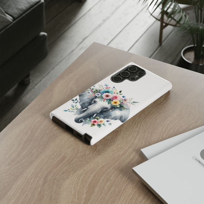 Floral Crown Elephant Mobile Cover – Elegant Watercolor Art