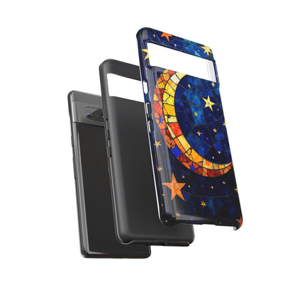 Celestial Crescent: Vibrant Moon and Stars Phone Case