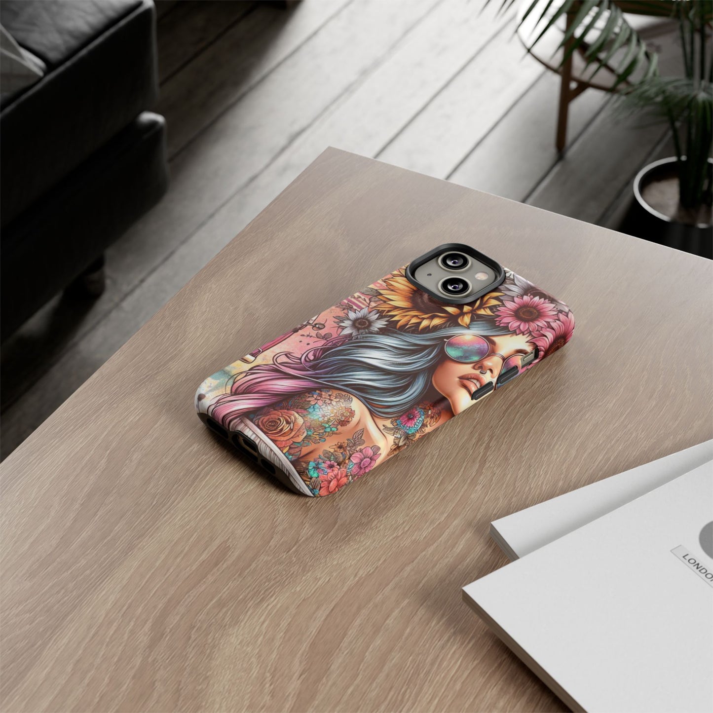 Retro Boho Wanderer – Sunflower Hippie Van Mobile Cover