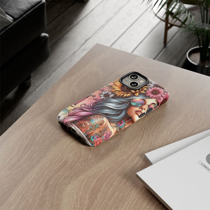 Retro Boho Wanderer – Sunflower Hippie Van Mobile Cover