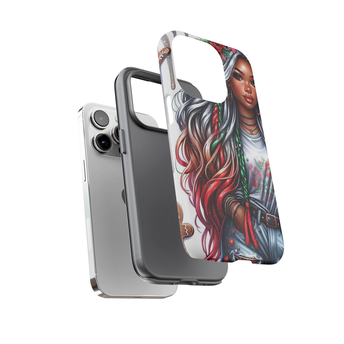 Festive Boho Queen – Holiday Glow & Candy Cane Braids Mobile Cover