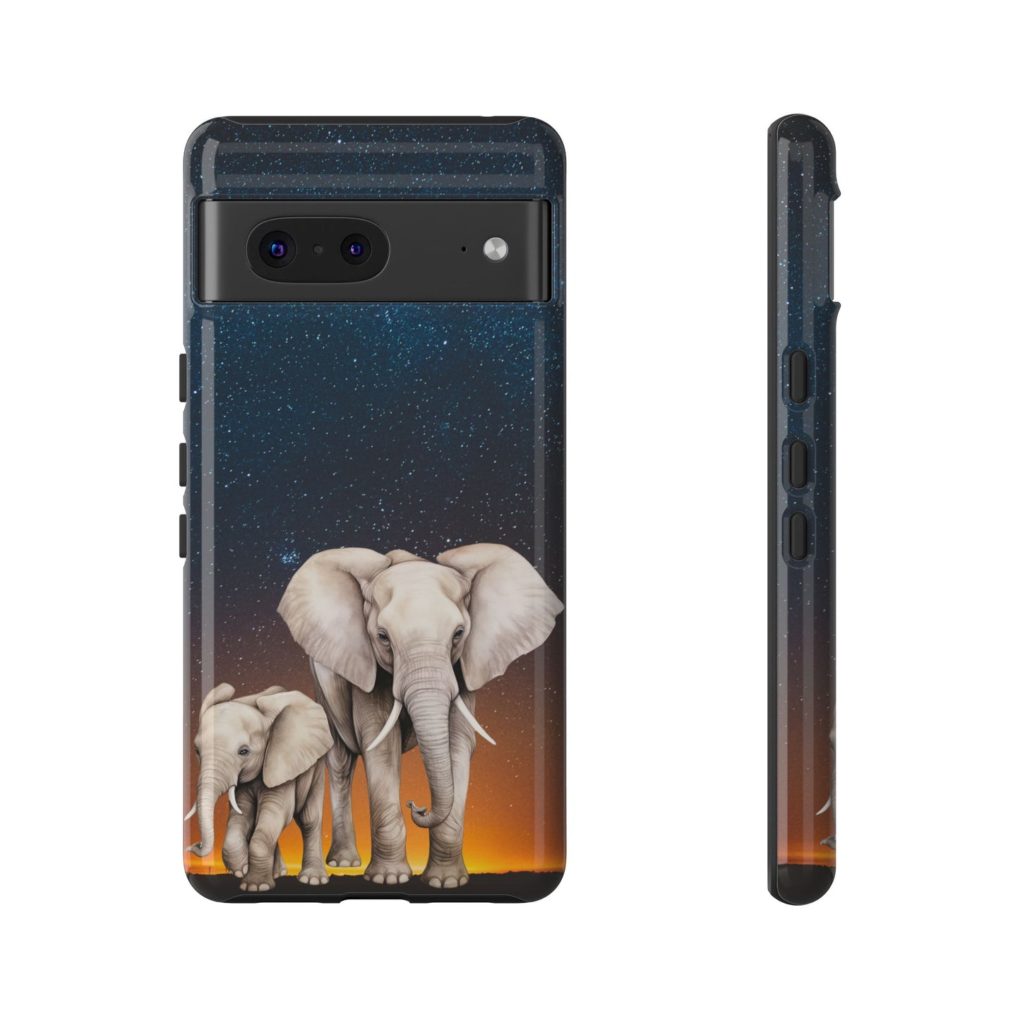 Starry Safari Elephant Family Mobile Cover – Cosmic Wildlife Aesthetic