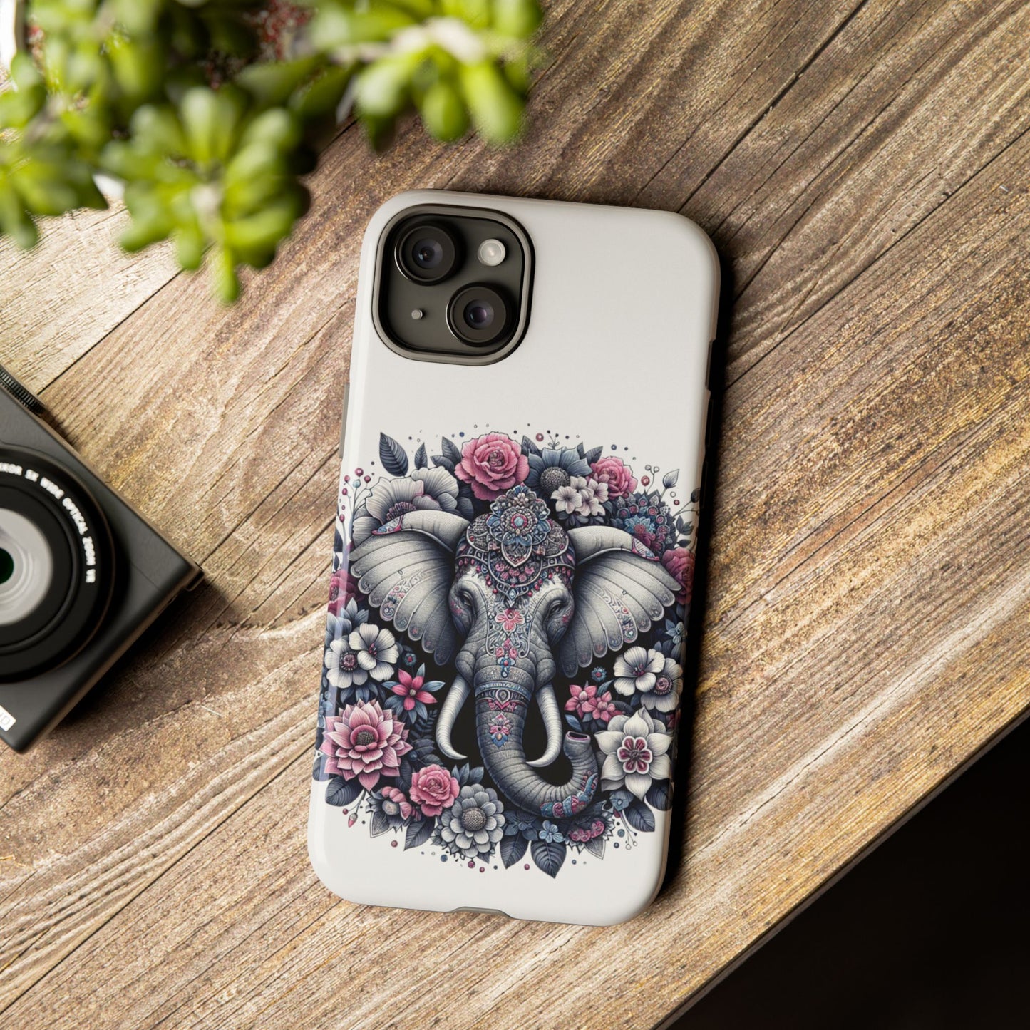 Ornate Floral Elephant Mobile Cover – Elegant Bohemian Art