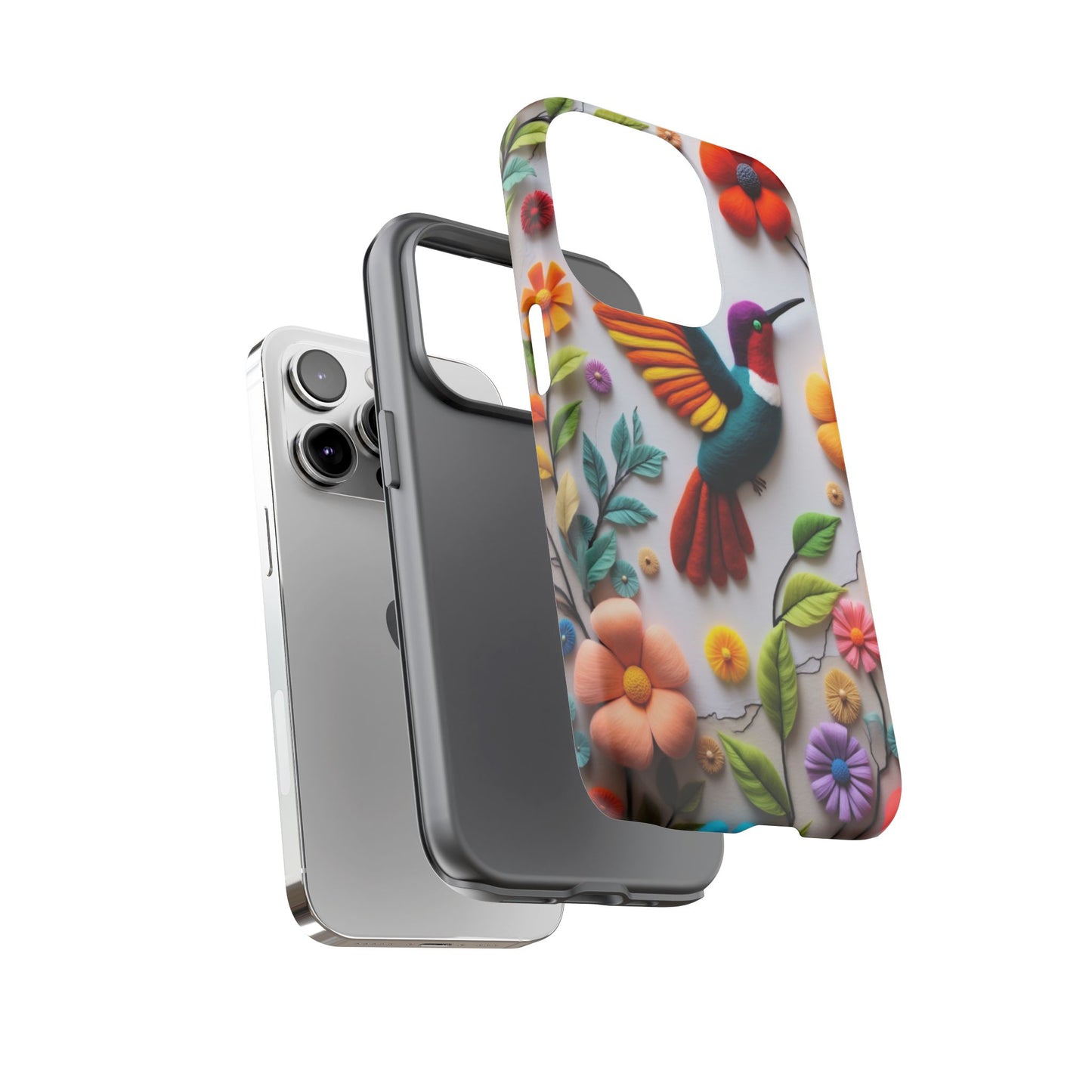 Embroidered Hummingbird with Floral Design | Nature's Elegant Stitch | iPhone 16 Pro
