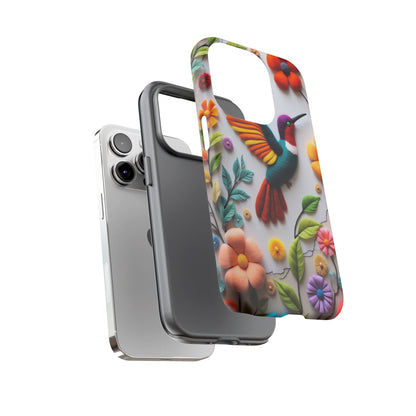 Embroidered Hummingbird with Floral Design | Nature's Elegant Stitch | iPhone 16 Pro